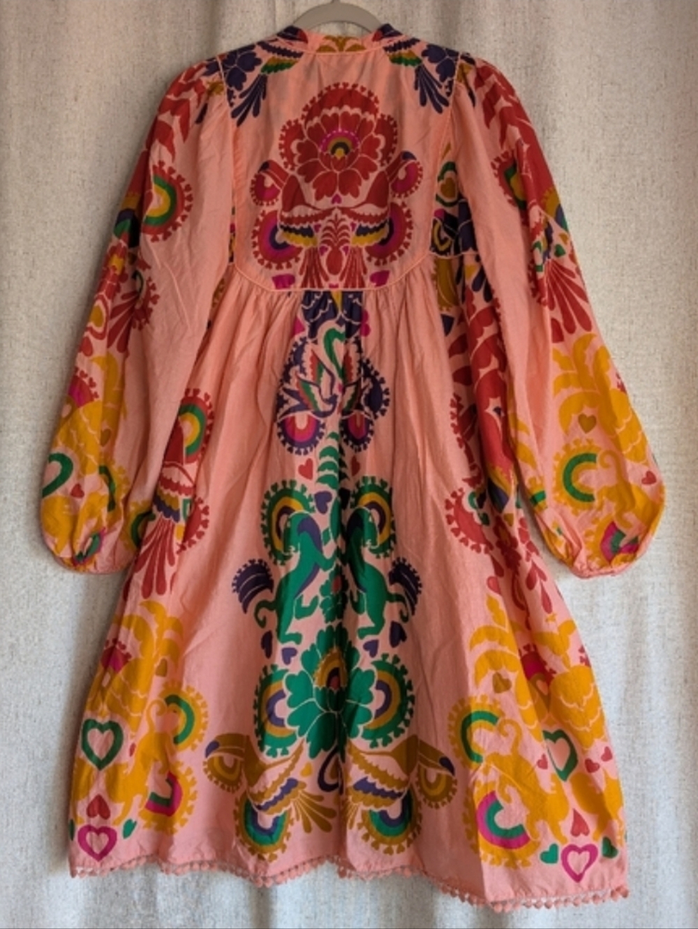 Farm Rio Amulet Midi Tropical Dress In Peach Size Medium - Picture 6 of 8